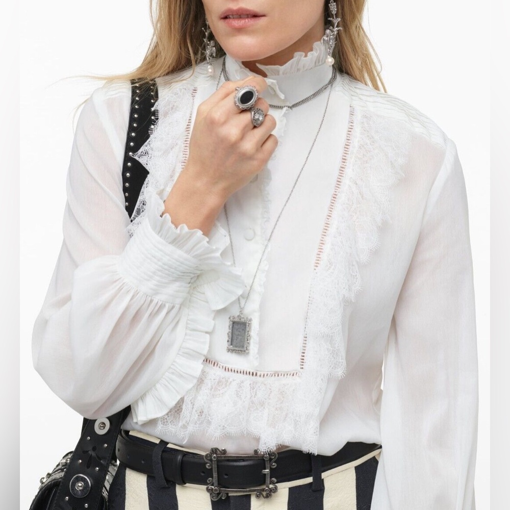 ZARA CONTRAST YOKE BLOUSE WITH DECORATIVE FRONT - LIMITED EDITION SZ S 2674/602 - Picture 3 of 11